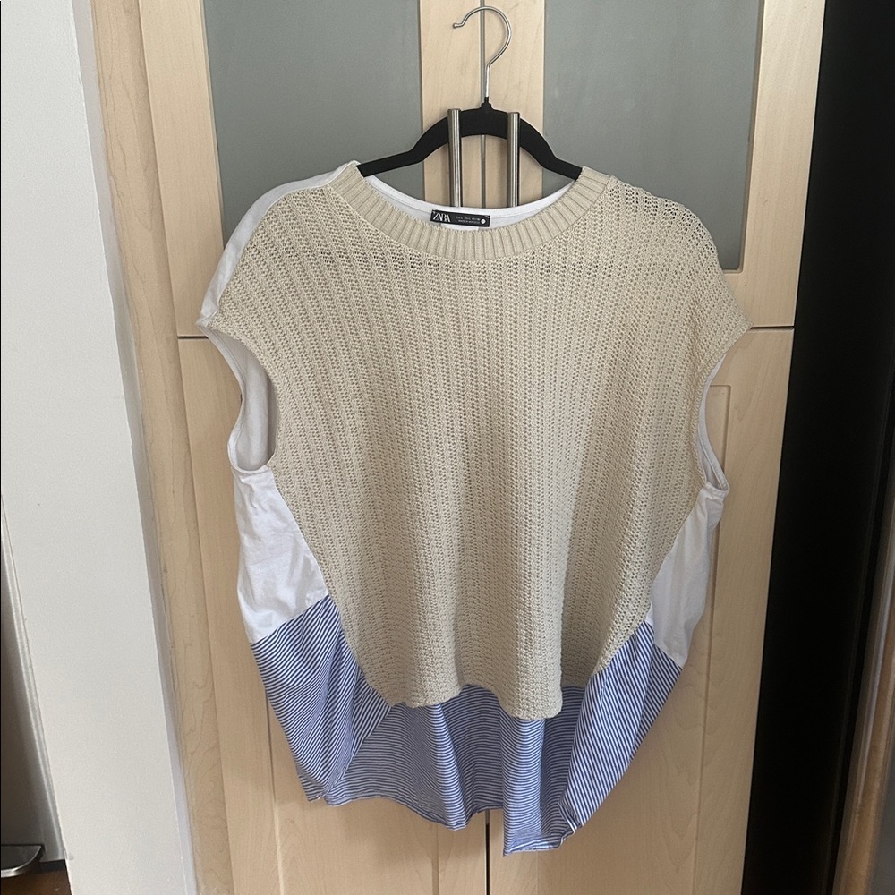 Zara Beige Sweater Tank with Interesting Back